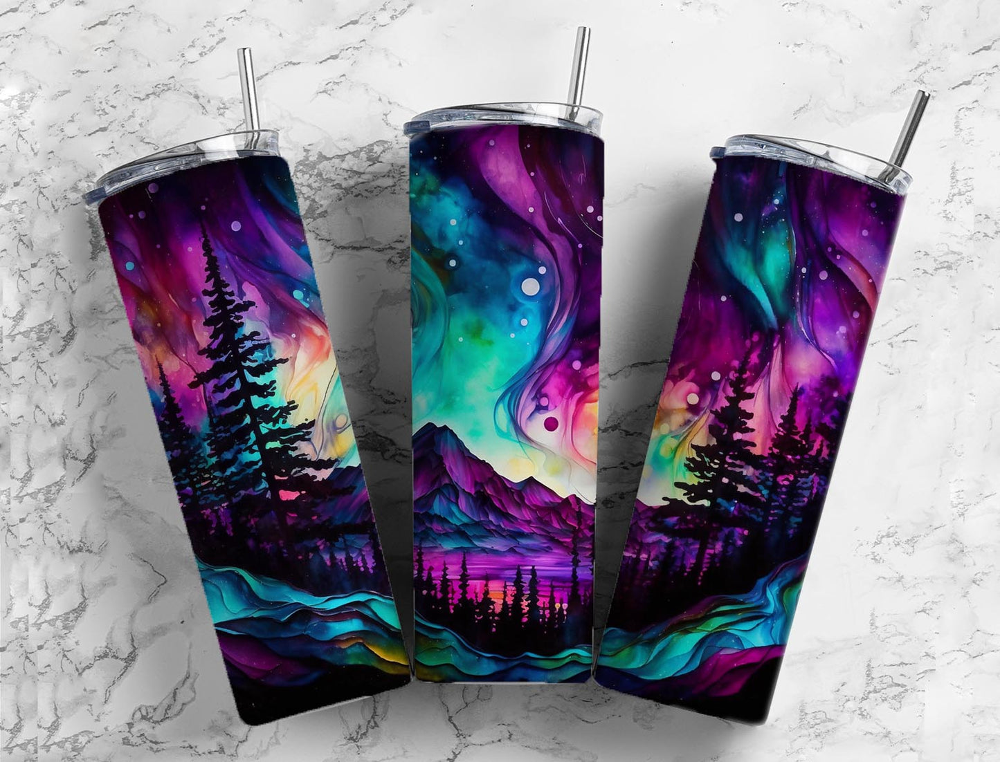 Alcohol Ink Northern Lights 20 oz Tumbler 