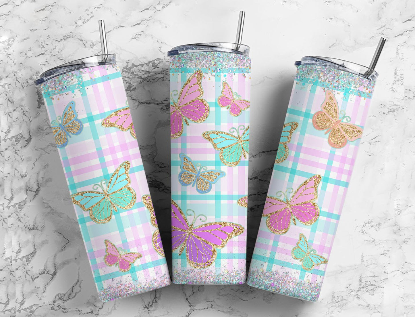 Butterfly Plaid 20oz Tumbler 