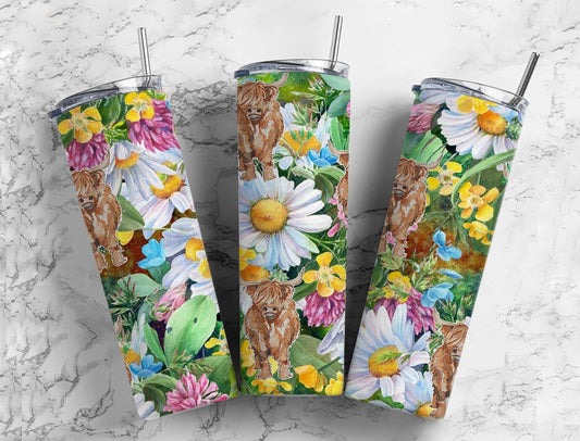 Highland Cow Botanical 20oz Tumbler 