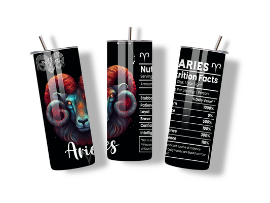 Aries Zodiac na may Nutrition Facts | Big Zodiac Energy 20oz Tumbler 