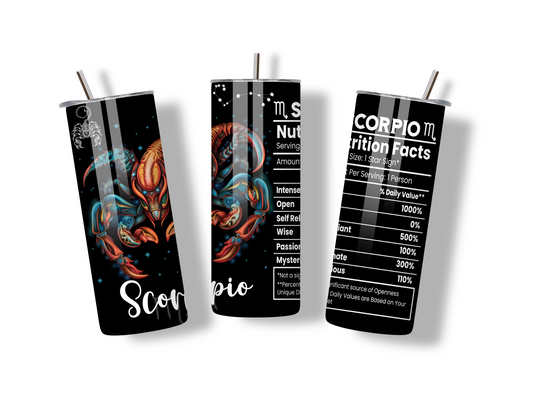 Scorpio Zodiac na may Nutrition Facts | Big Zodiac Energy 20oz Tumbler 