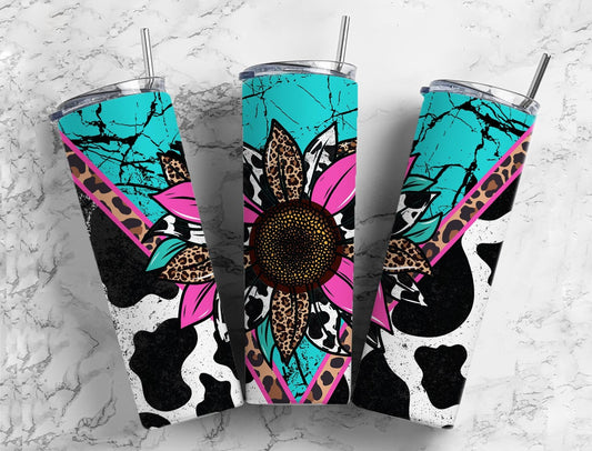 Turquoise Gem Stone Cow 20oz Tumbler