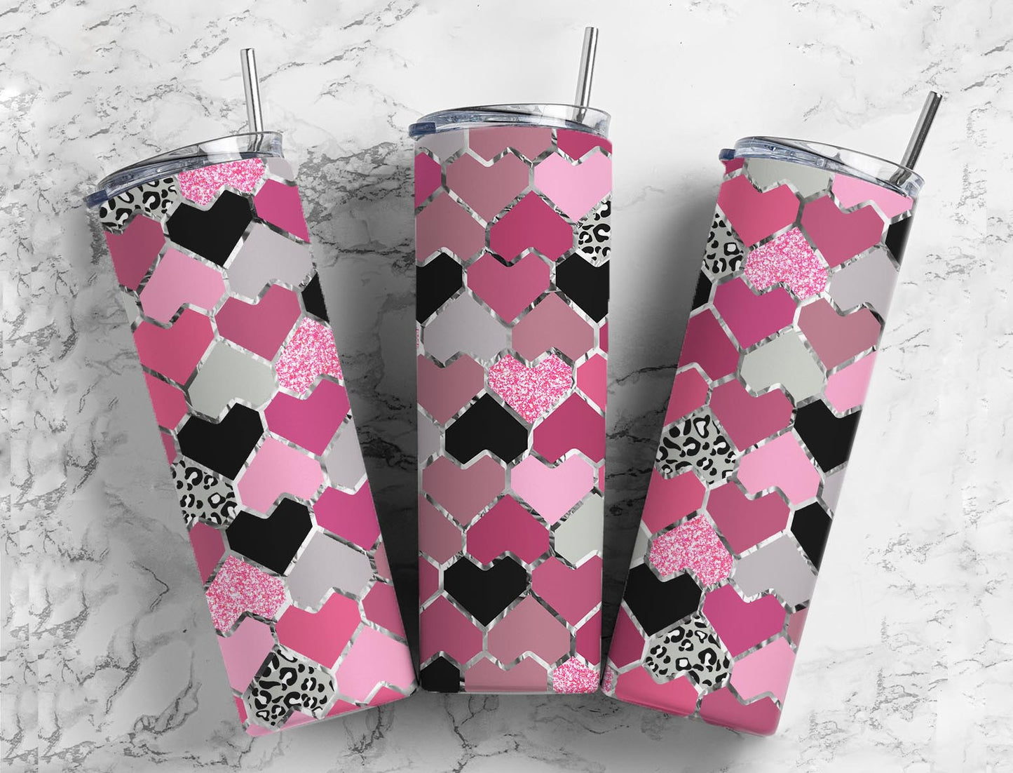 Leopard Pink at Black Hearts 20oz Tumbler 