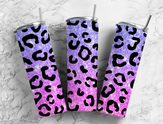 Purple and Pink Glitter Leopard 20oz Tumbler