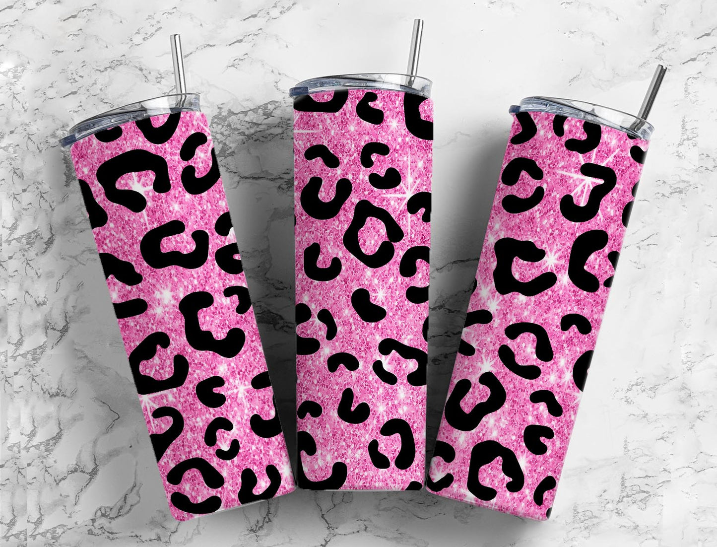 Pink Glitter Leopard 20oz Tumbler