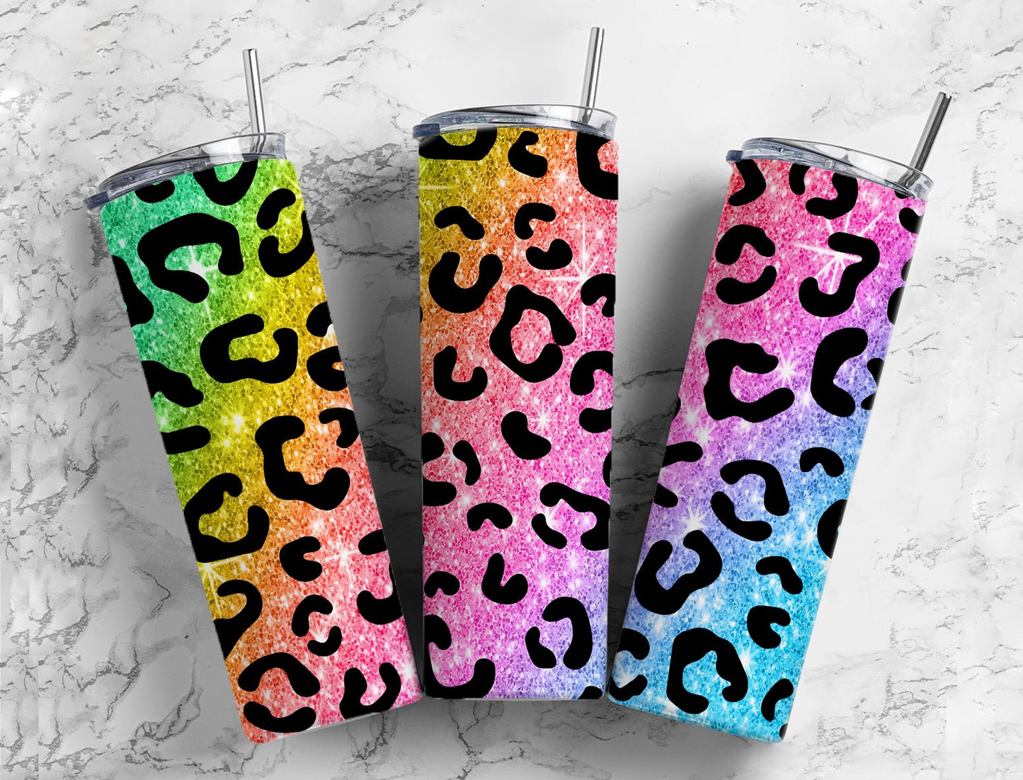 Rainbow Glitter Leopard 20oz Tumbler