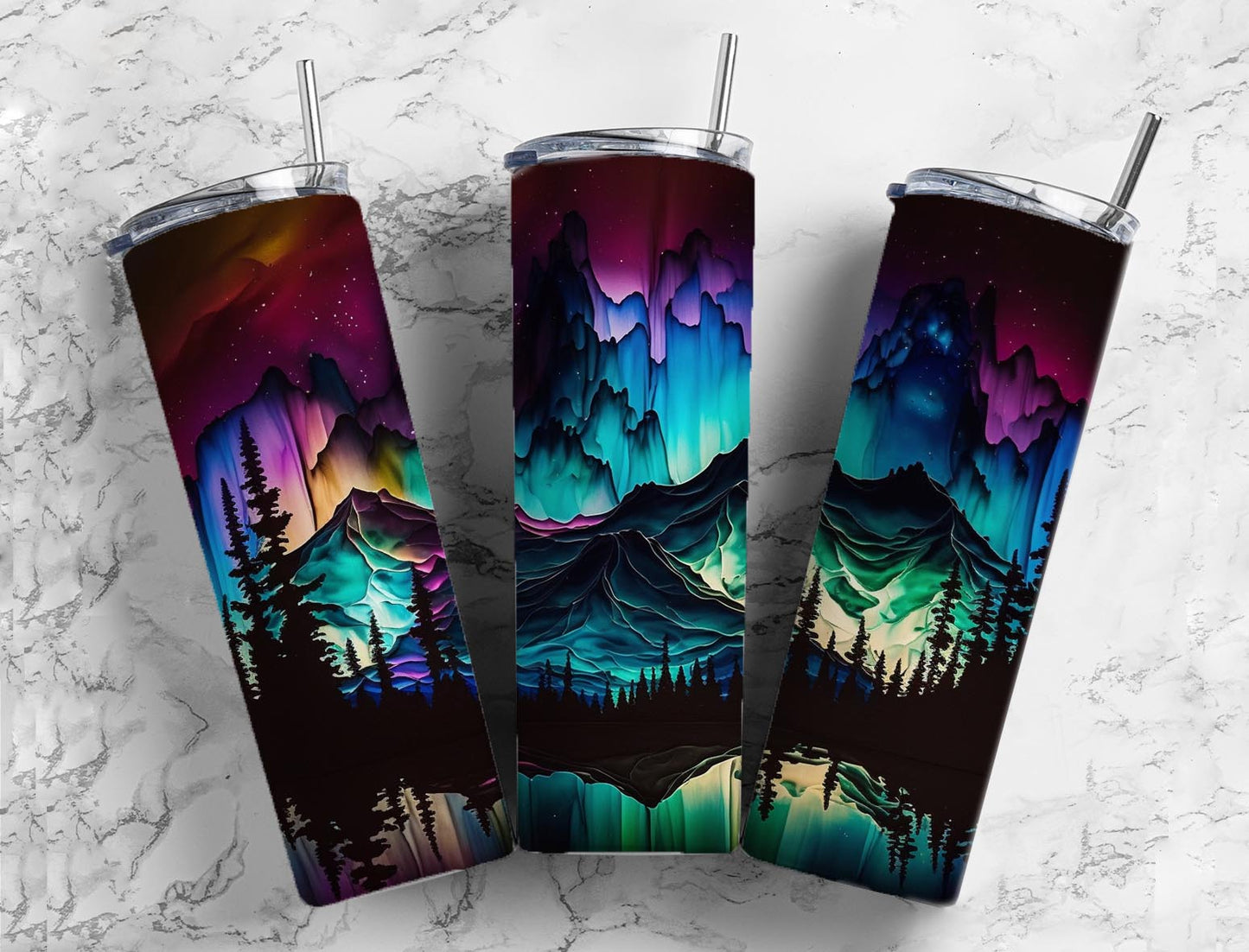 Alcohol Ink Mountains 20oz Tumbler 