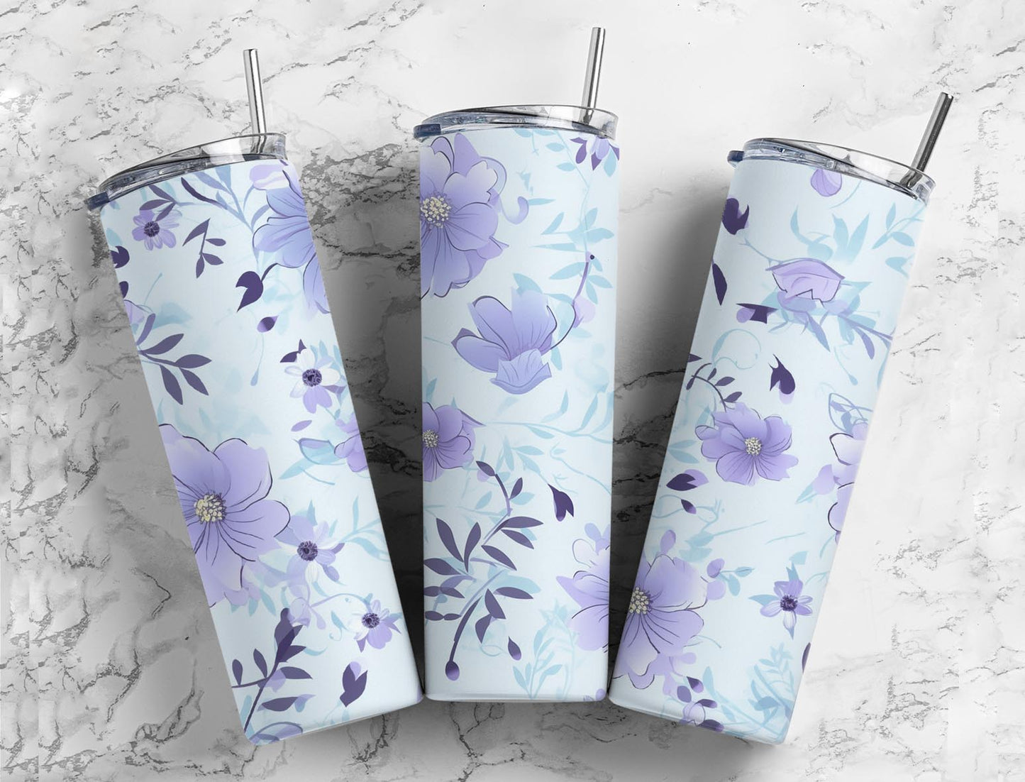 Light Purple Floral 20oz Tumbler