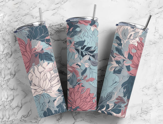 Blue Floral 20oz Tumbler 