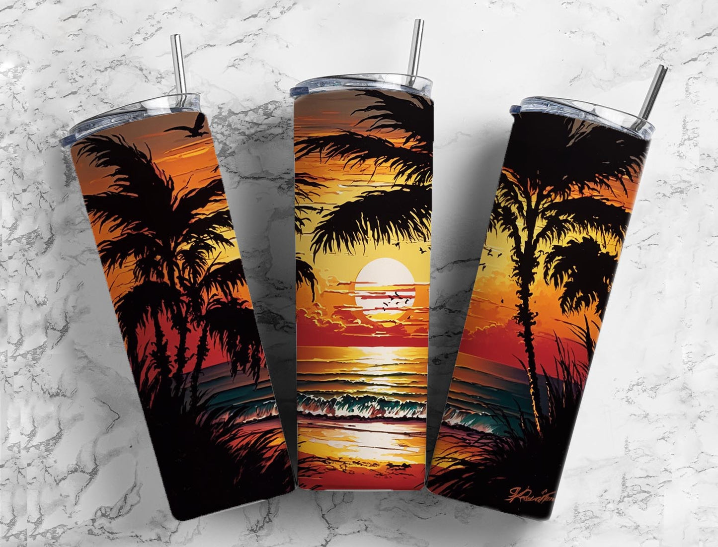 Sunset Palm Trees 20oz Tumbler