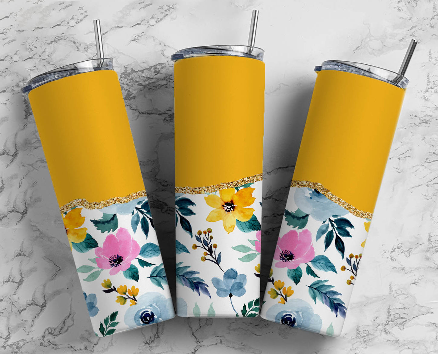 Yellow Floral 20oz Tumbler 